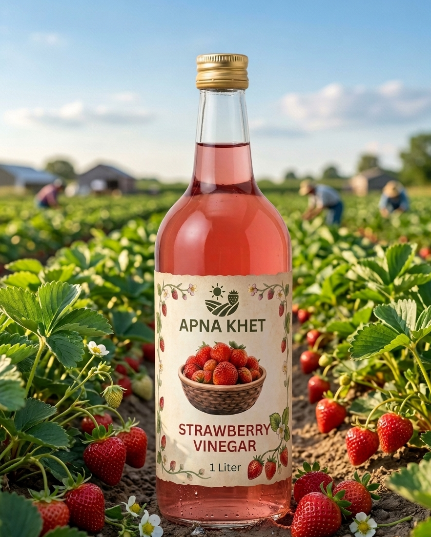 Natural Strawberry Vinegar 1L – Premium Fruit Vinegar for Cooking, Salads, Detox Drinks & Healthy Lifestyle