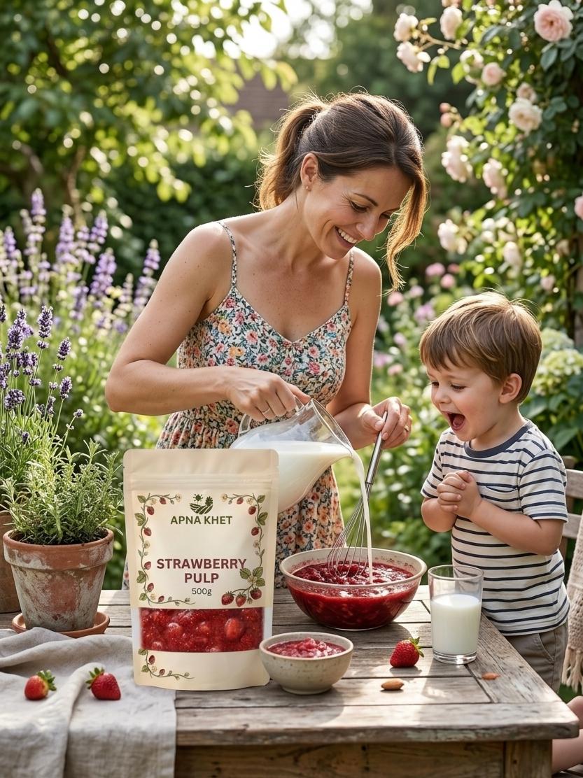 Premium Strawberry Pulp 500g – Fresh & Natural Fruit Puree for Desserts, Shakes, Ice Cream & Baking - Image 2